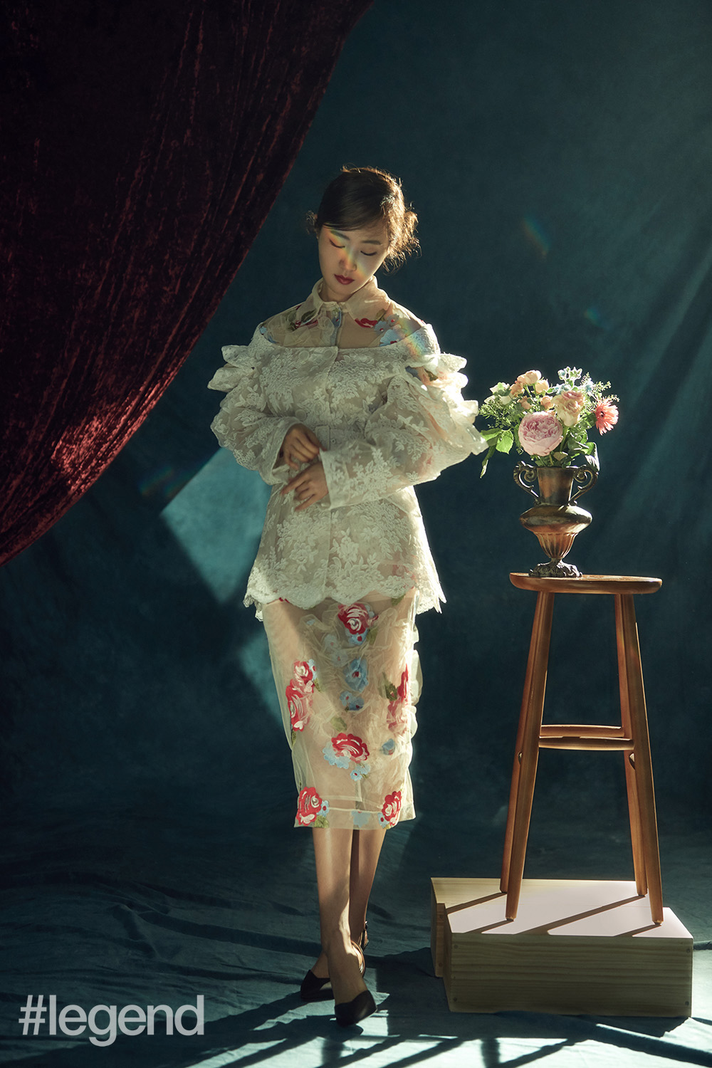 Blouse, top and skirt by Simone Rocha, from I.T and shoes by Nicholas Kirkwood from I.T