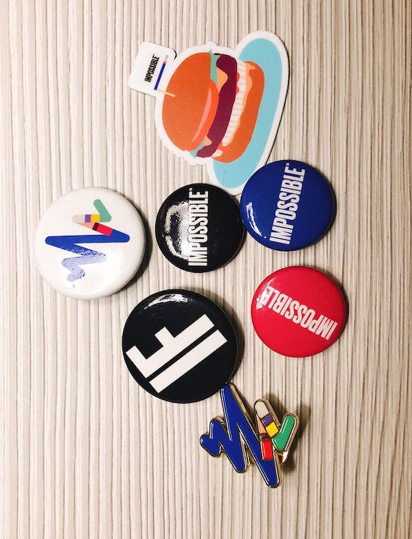 A variety of Impossible Foods merchandise