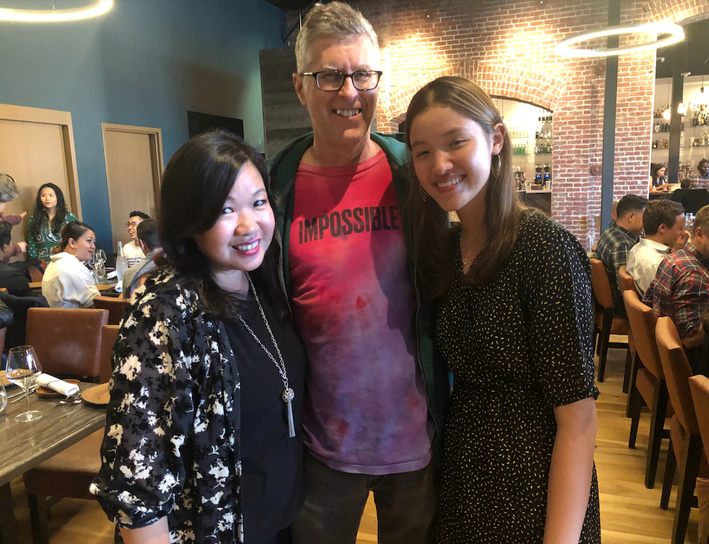 Anne Lim-Chaplain and Liana  Lim-Chaplain with Pat Brown, the CEO of Impossible Food