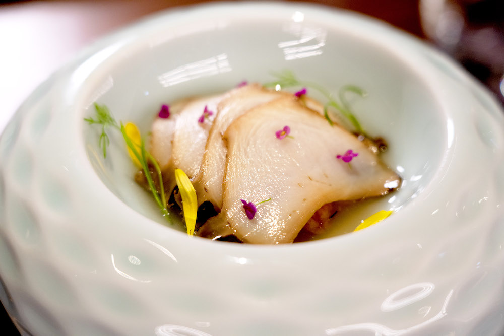 The Japanese Abalone with pickled golden mushrooms and cold duck consommé at ROOT CENTRAL (courtesy of ROOT CENTRAL)