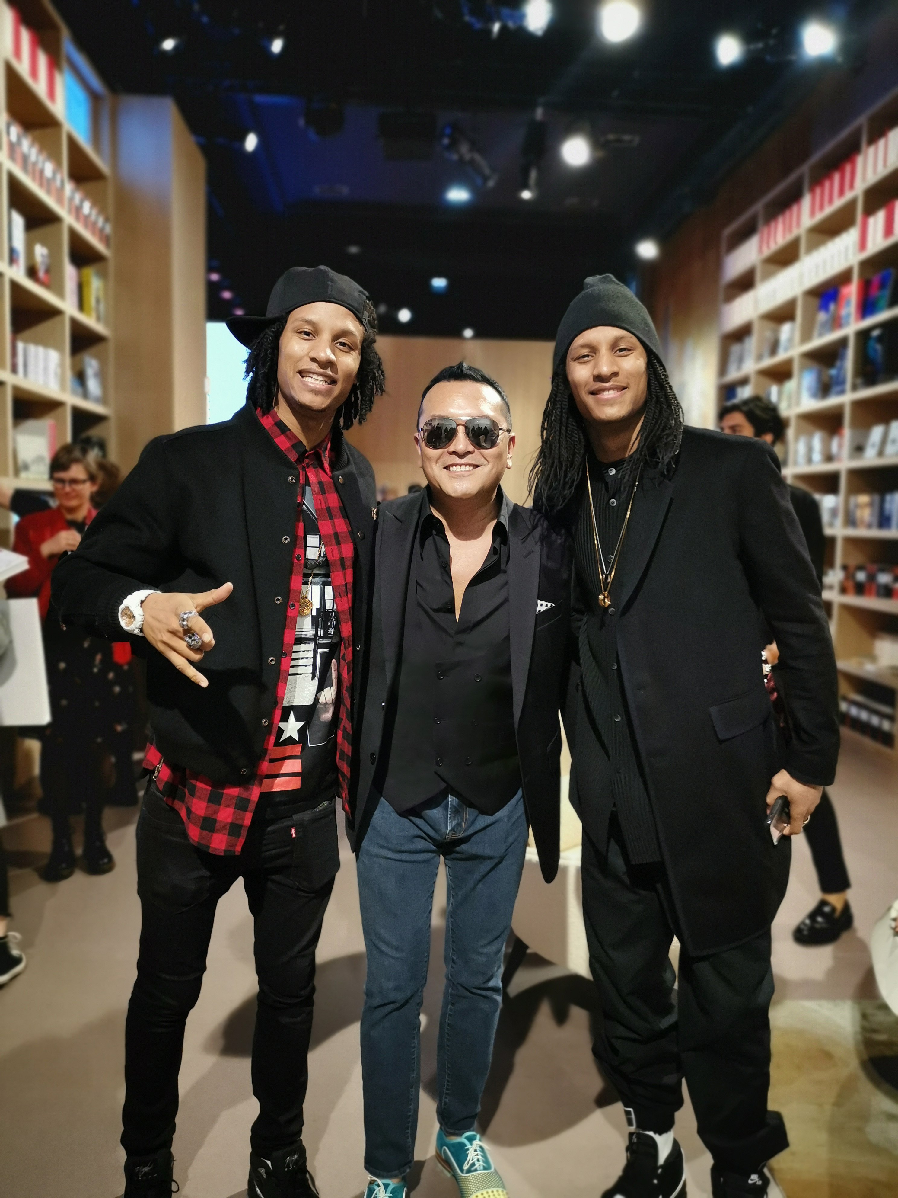 Gordon Lam with Larry Bourgeois and Laurent Bourgeois from Les Twins