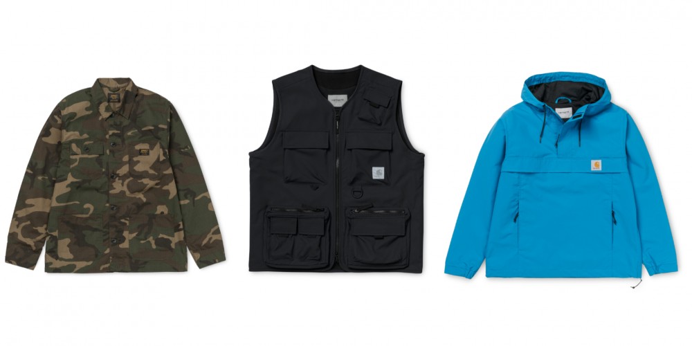 Samples of the three collections by Carhatt, from left to right: Military, Outdoors and New Age Casuals (pictures courtesy of Carhatt)